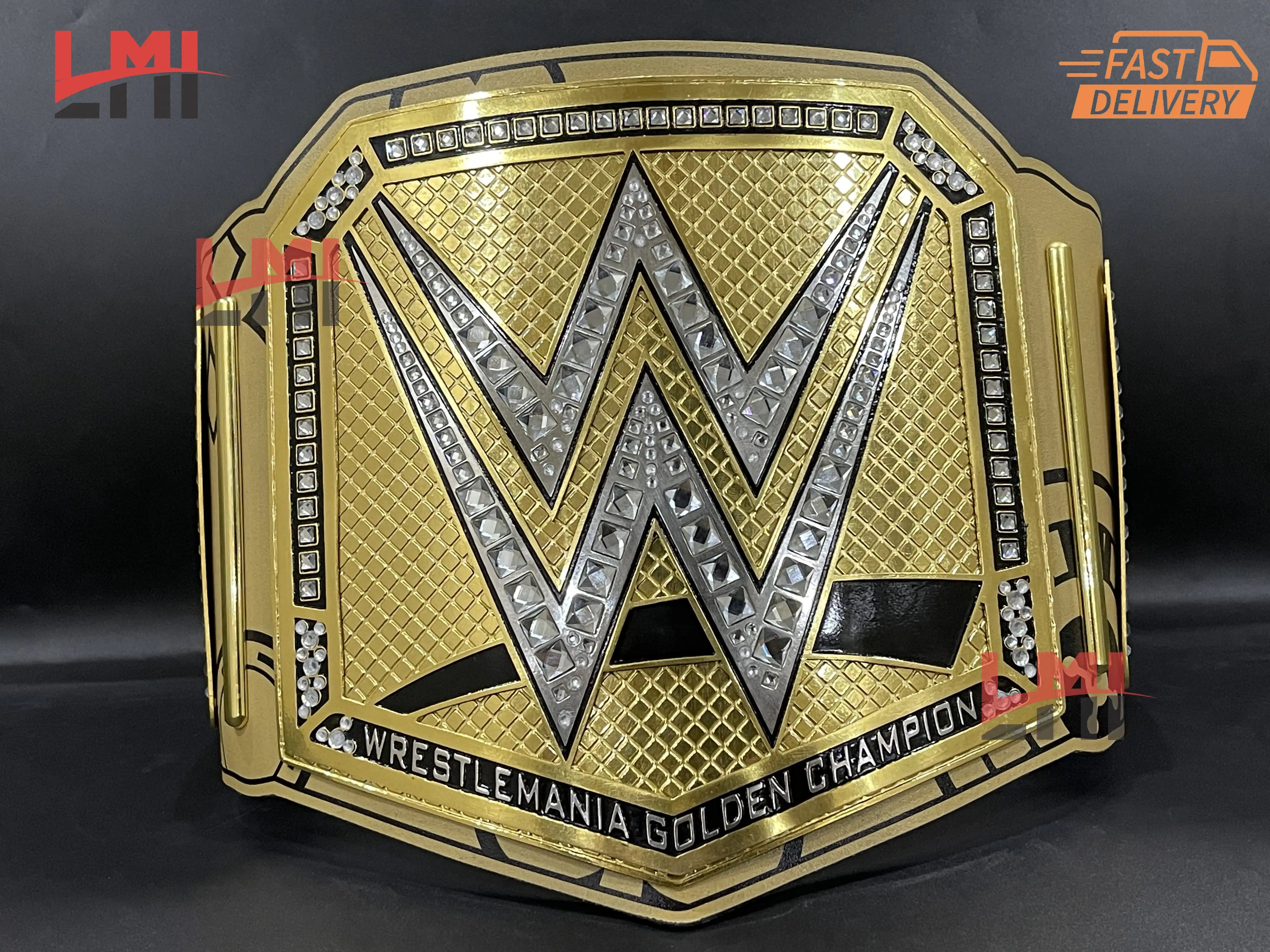 WrestleMania 41 Golden Championship Belt Las Vegas WWE Replica Title 2mm/6mm Diecast - LMI Championship Belts WrestleMania 41 Golden Championship Belt Las Vegas WWE Replica Title 2mm/6mm Diecast - LMI Championship Belts