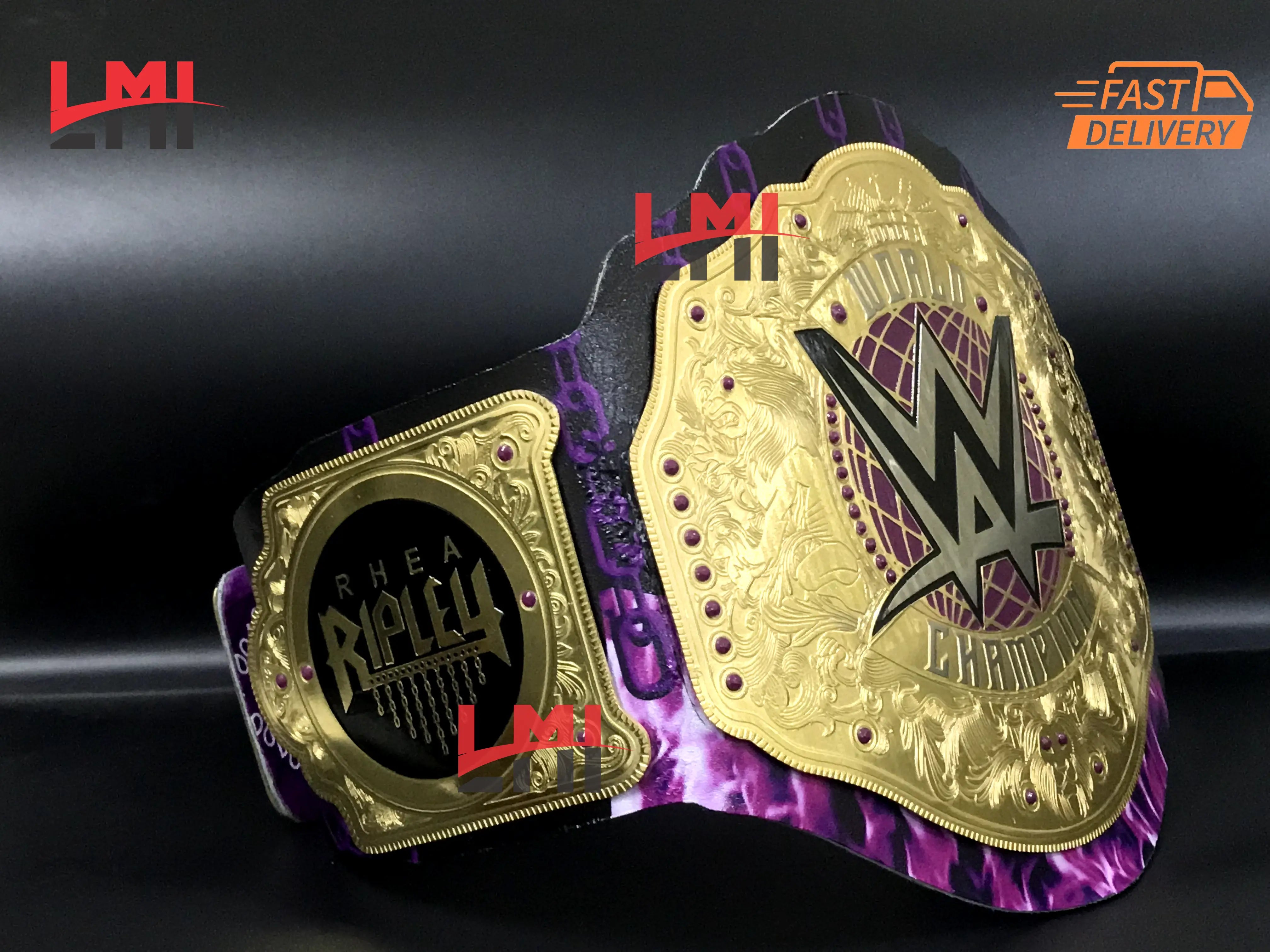 Rhea Ripley Custom Women's World Heavyweight Championship Belt 2mm Brass  Rhea Ripley Custom Women's World Heavyweight Championship Belt 2mm Brass