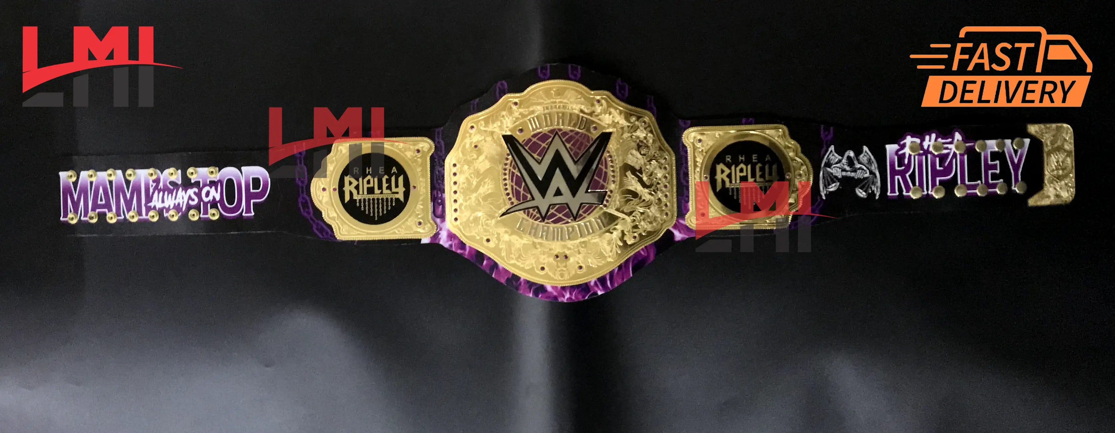 Rhea Ripley Custom Women's World Heavyweight Championship Belt 2mm Brass  Rhea Ripley Custom Women's World Heavyweight Championship Belt 2mm Brass