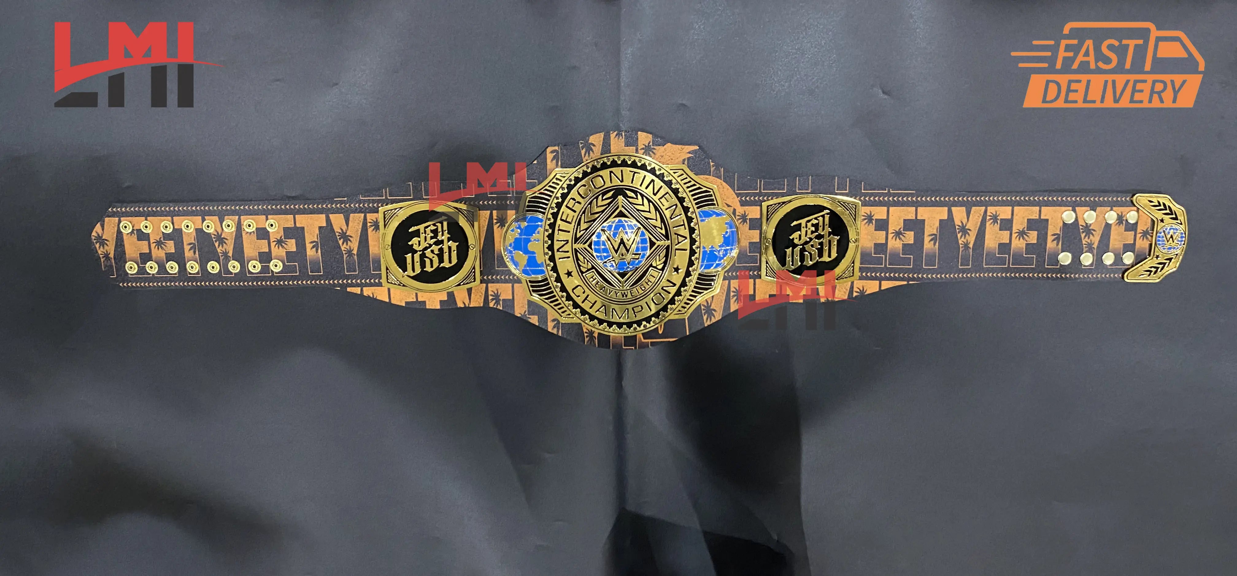 Custom Jey Uso Yeet Intercontinental Championship Belt Replica Wrestling Belt 2mm Brass 