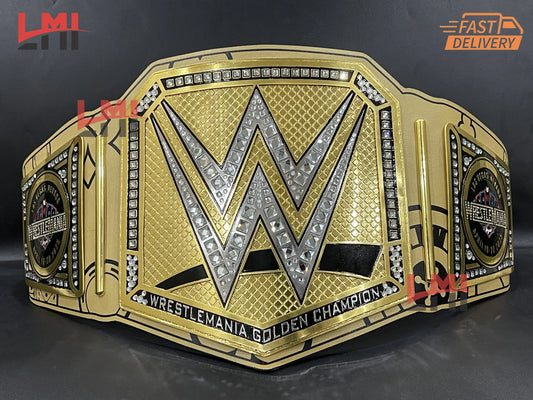 WrestleMania 41 Golden Championship Belt Las Vegas WWE Replica Title 2mm/6mm Diecast - LMI Championship Belts