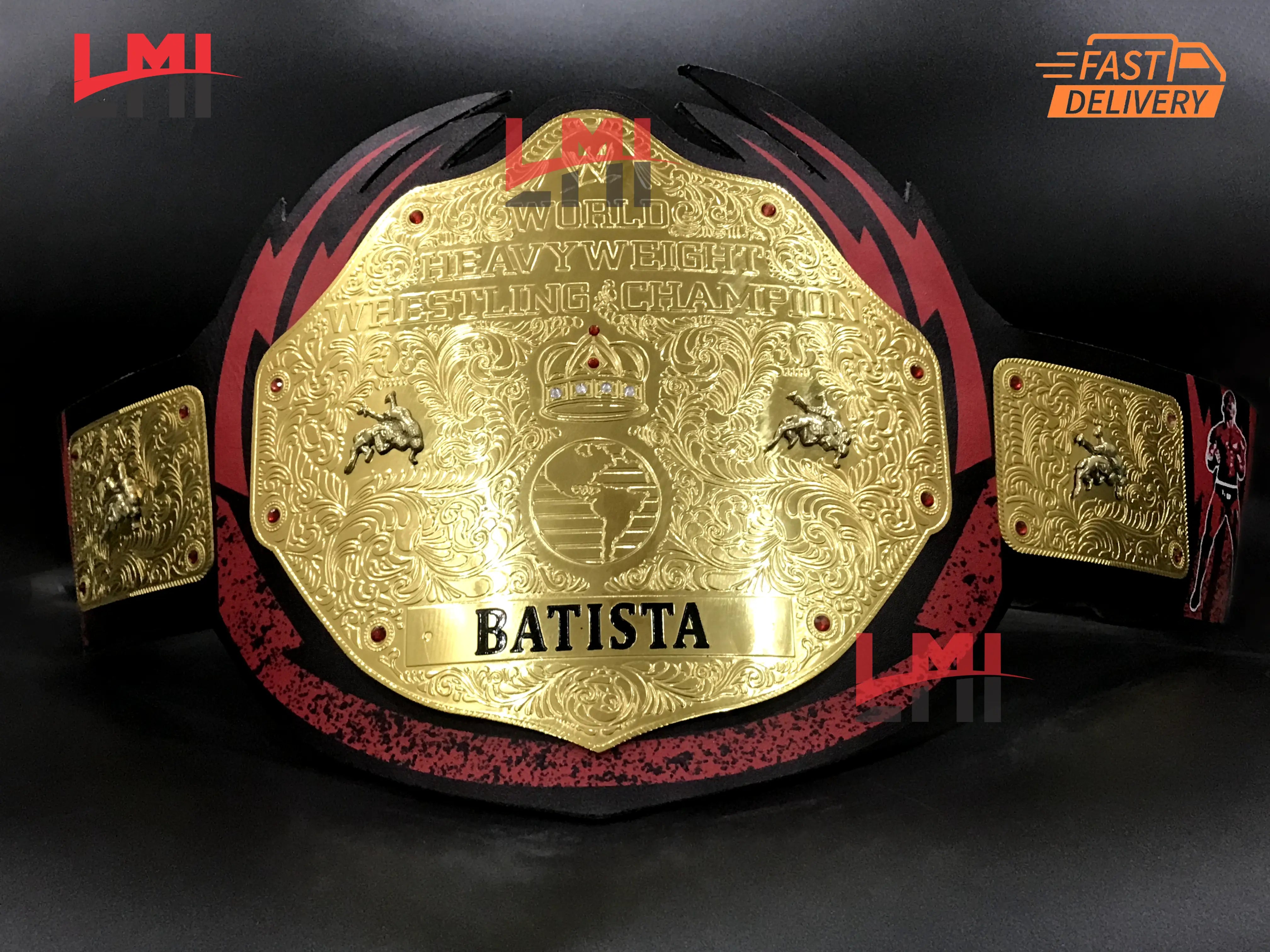 Custom Batista Big Gold World Heavyweight Championship Belt 2mm Brass 