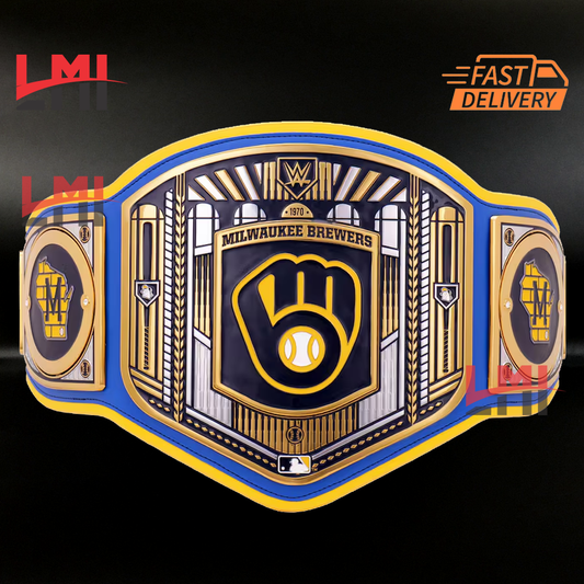 Milwaukee Brewers WWE Legacy MLB Championship Belt 2MM Brass - LMI Championship Belts