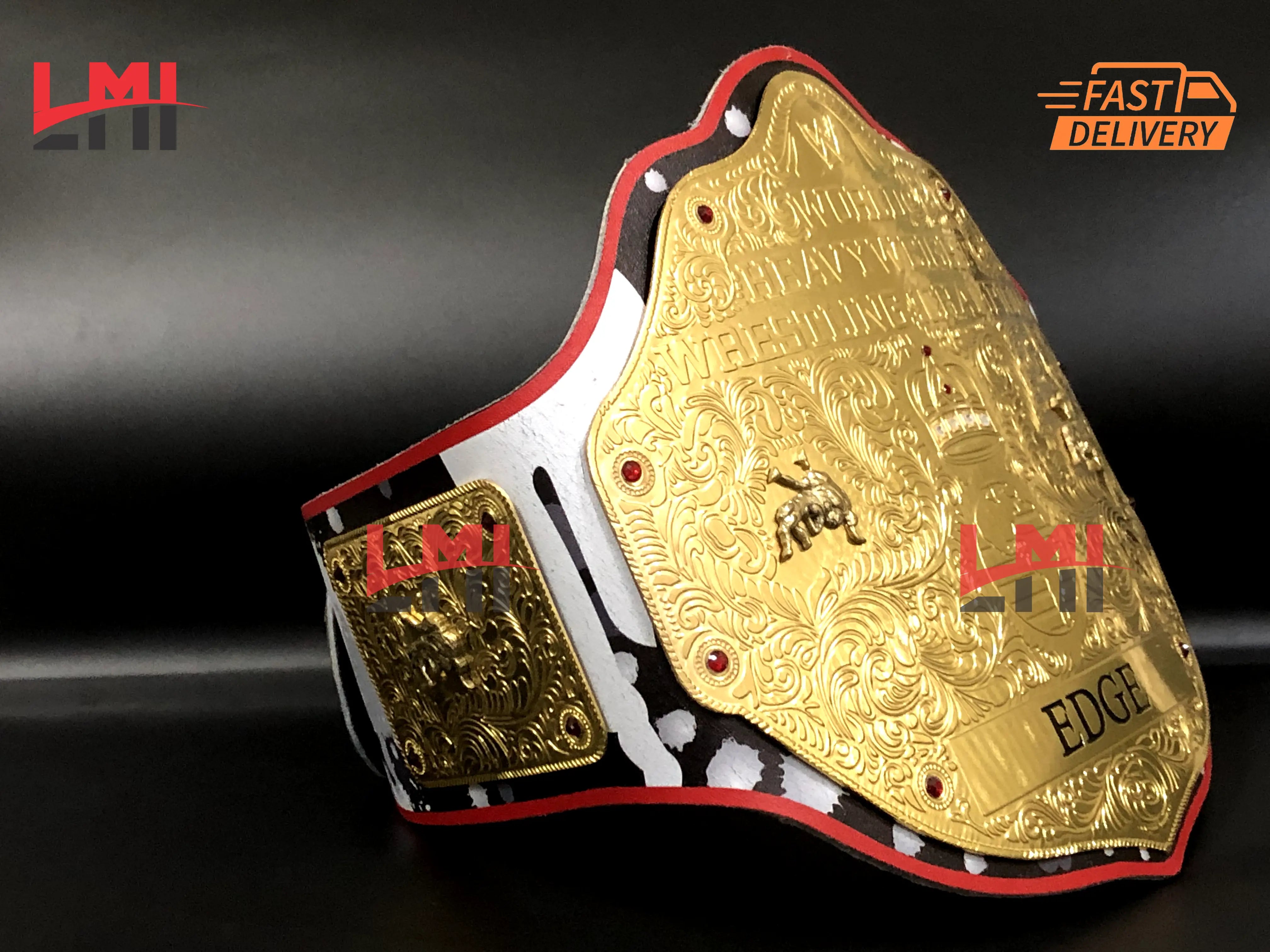 Custom Edge Rated R Big Gold World Heavyweight Championship Belt Wrestling Replica Belt - LMI Championship Belts