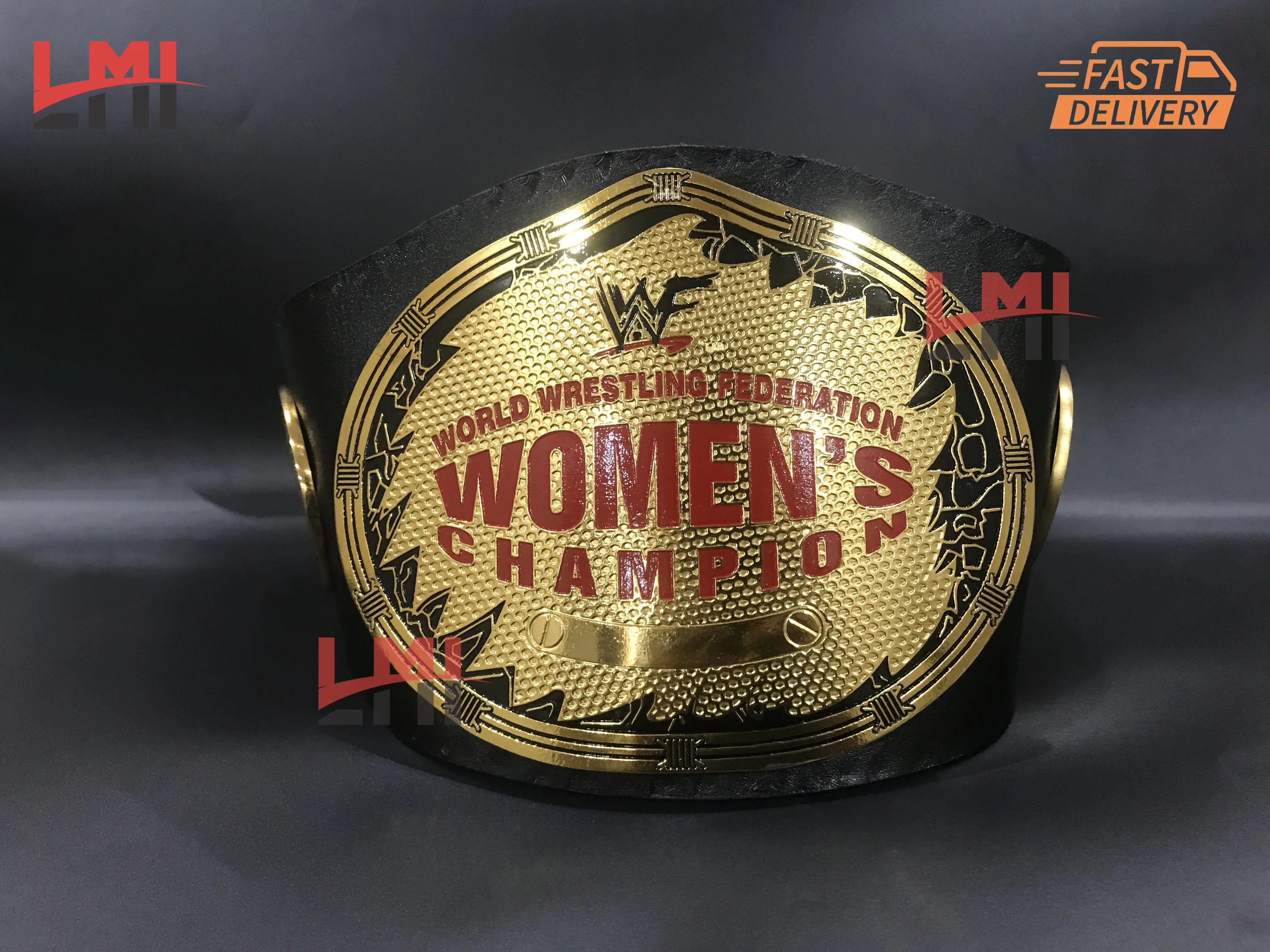 WWF Women's Oval Intercontinental Championship Belt 6MM Brass - LMI Championship Belts
