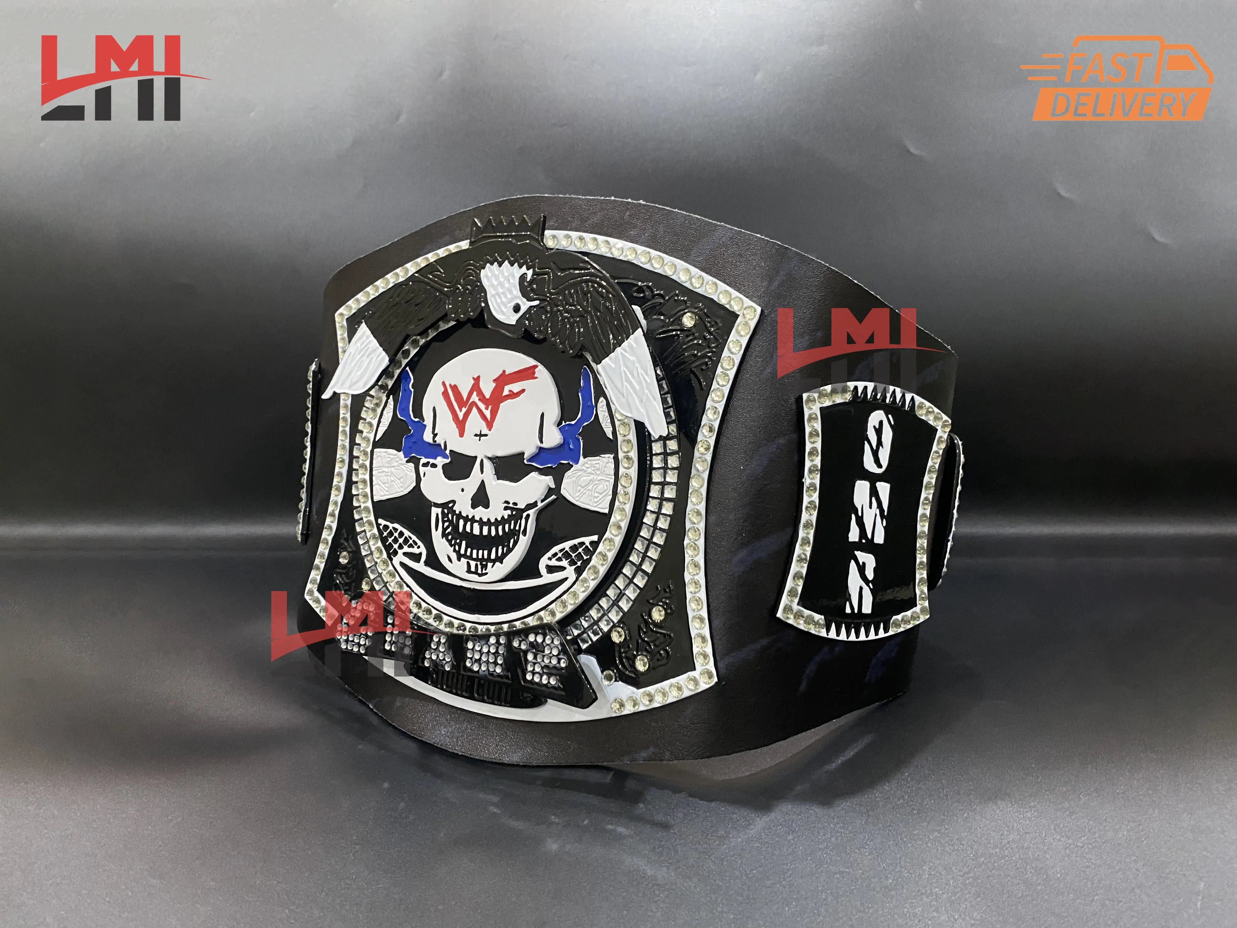 Custom Smoking Skull Spinner Replica Championship Belt Wrestling 2mm Brass - LMI Championship Belts