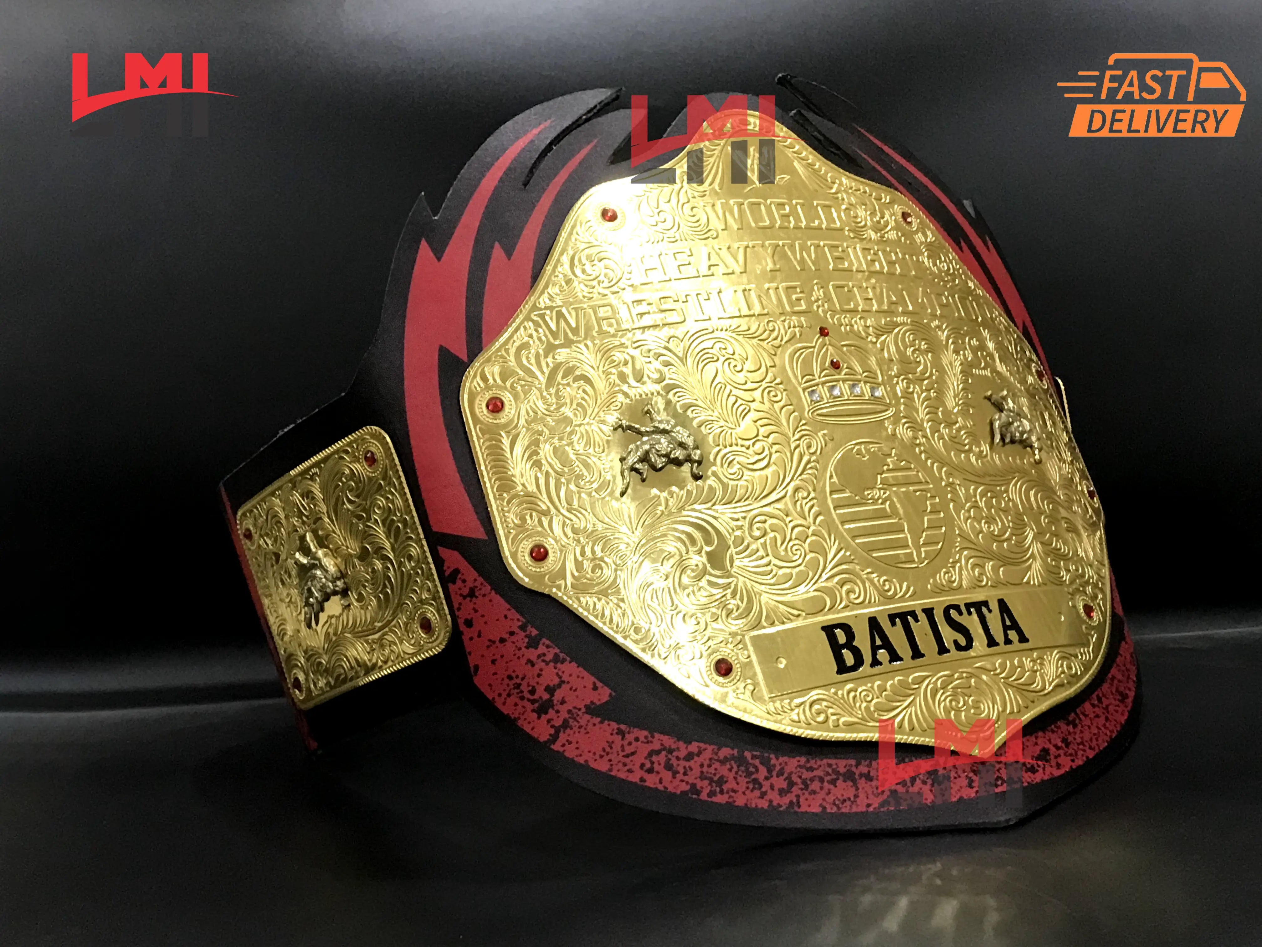 Custom Batista Big Gold World Heavyweight Championship Belt 2mm Brass 