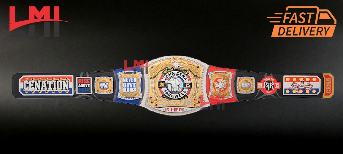 Pack of 2 Cody Rhodes and John Cena Paris Spinner Championship Wrestling Belt 6mm Diecast and 2mm Brass with 2 Bags