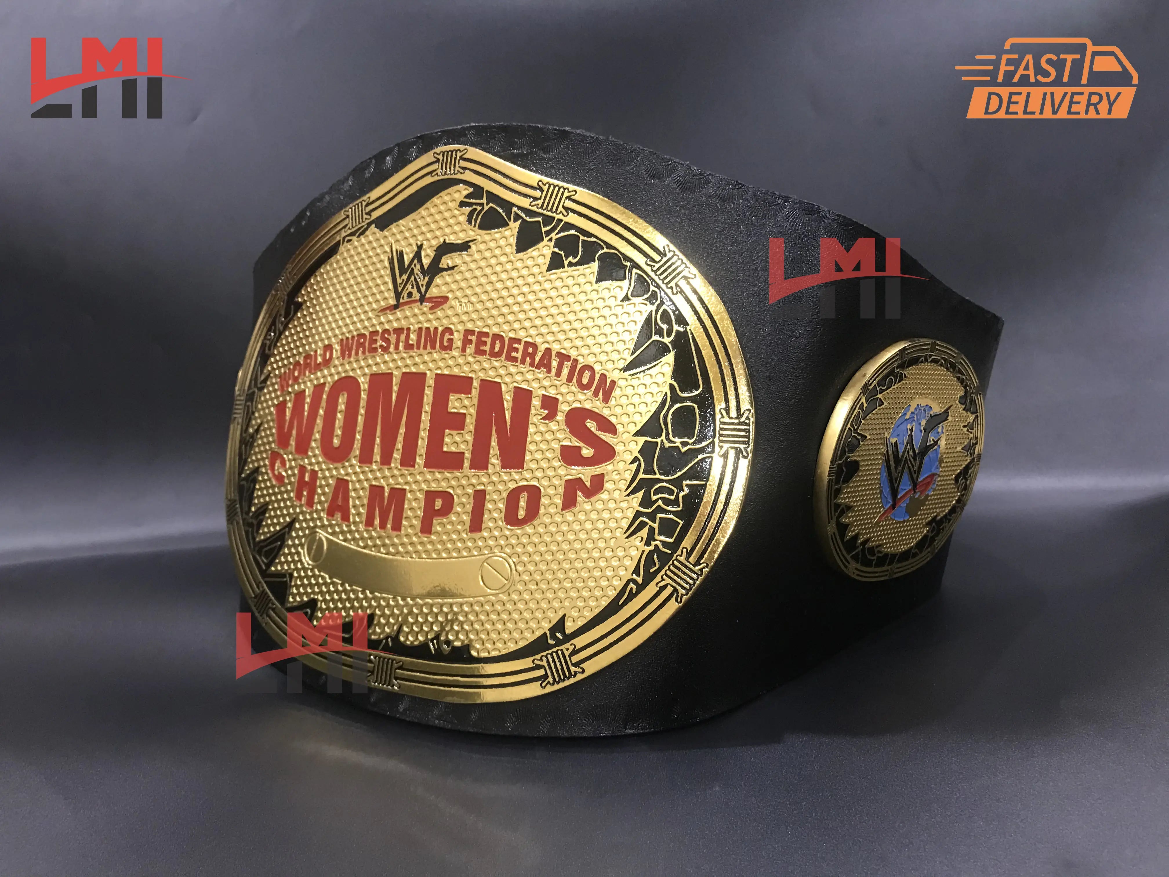 WWF Women's Oval Intercontinental Championship Belt 6MM Brass - LMI Championship Belts