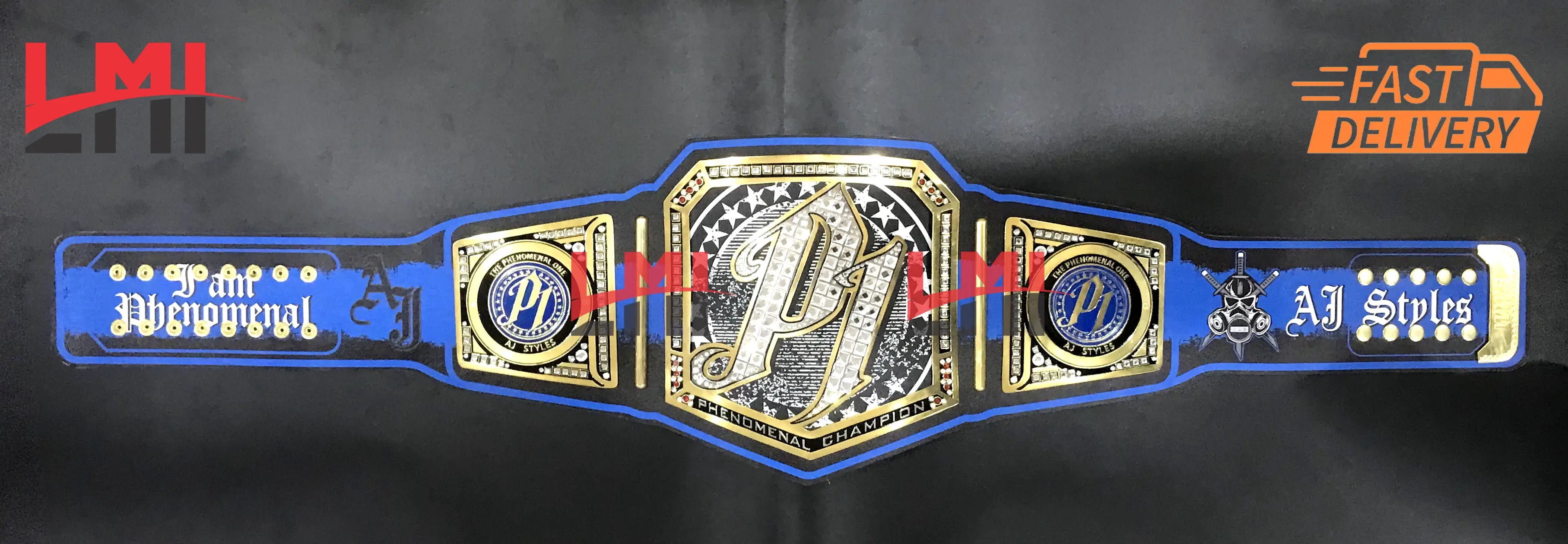 Custom AJ Styles Universal Championship Belt 2mm Brass 