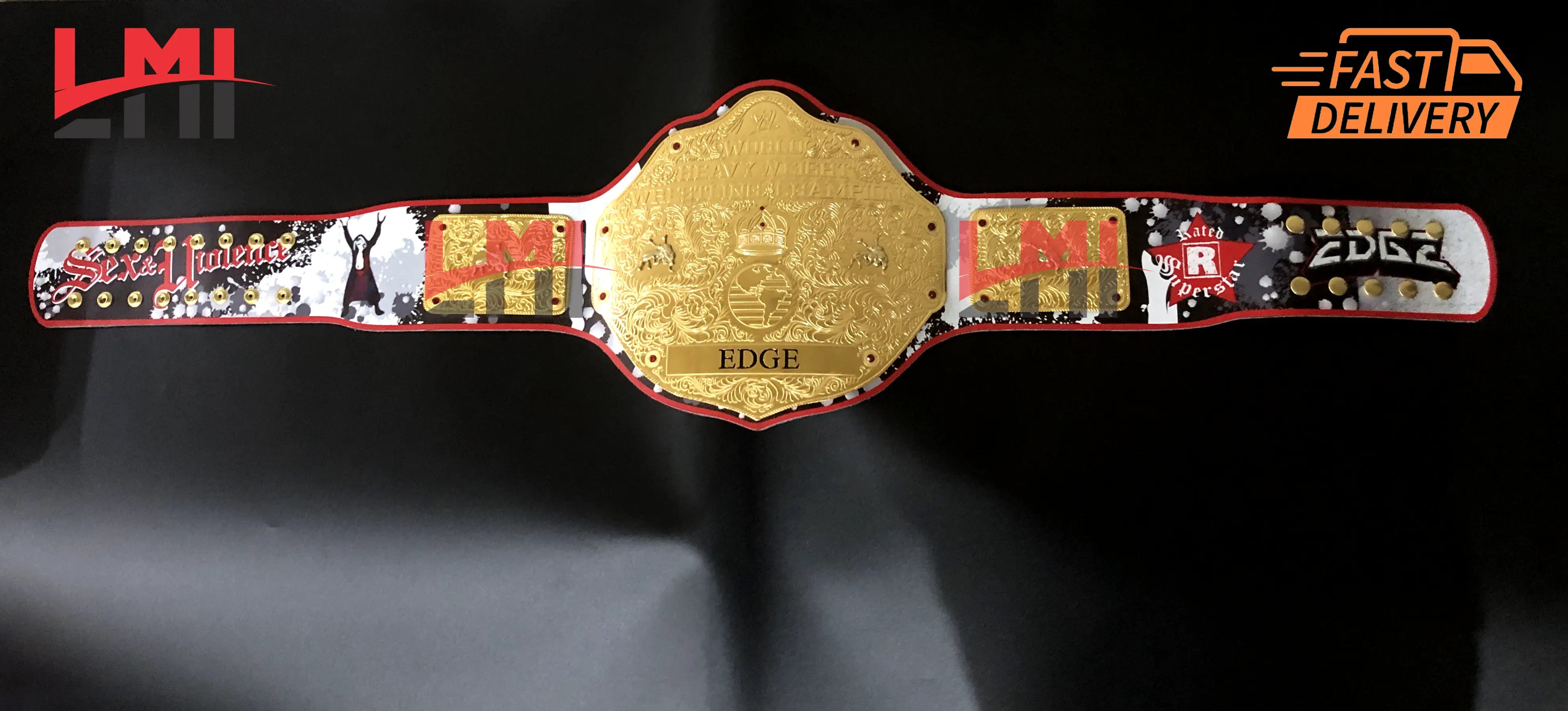 Custom Edge Rated R Big Gold World Heavyweight Championship Belt Wrestling Replica Belt - LMI Championship Belts