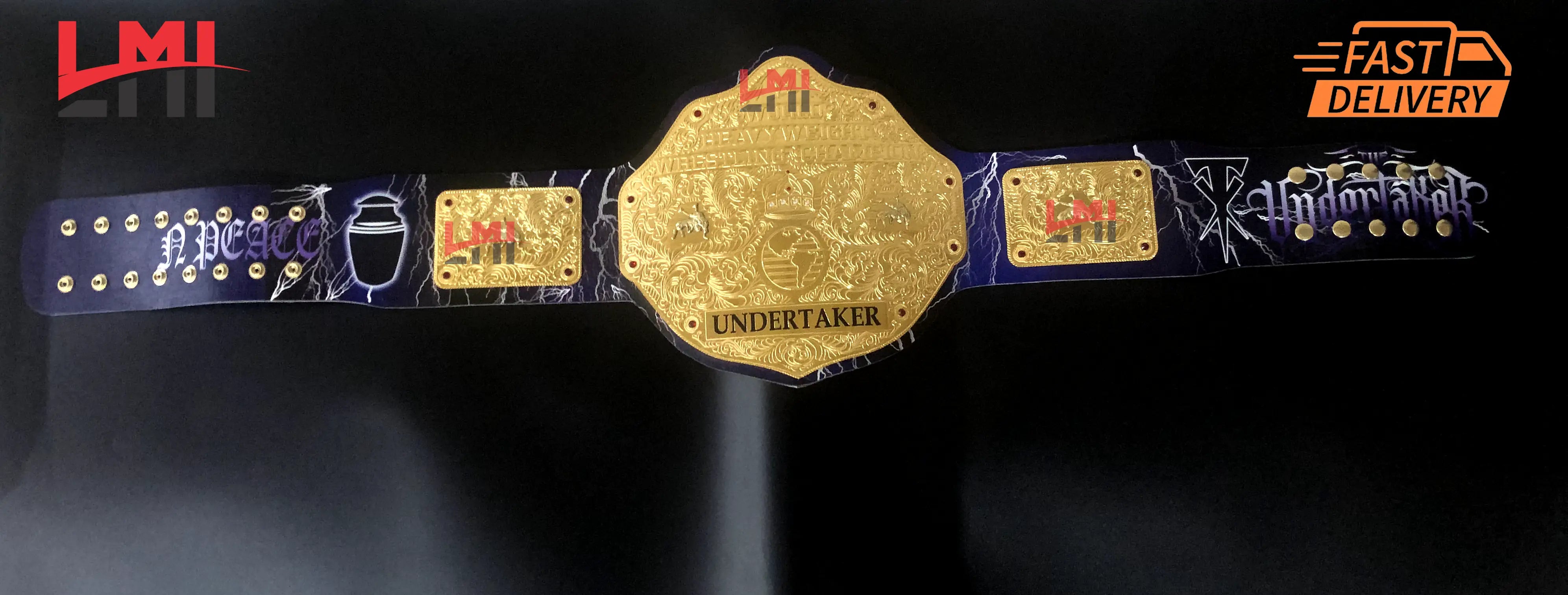 Custom Undertaker Big Gold World Heavyweight Championship Belt 2mm Brass - LMI Championship Belts