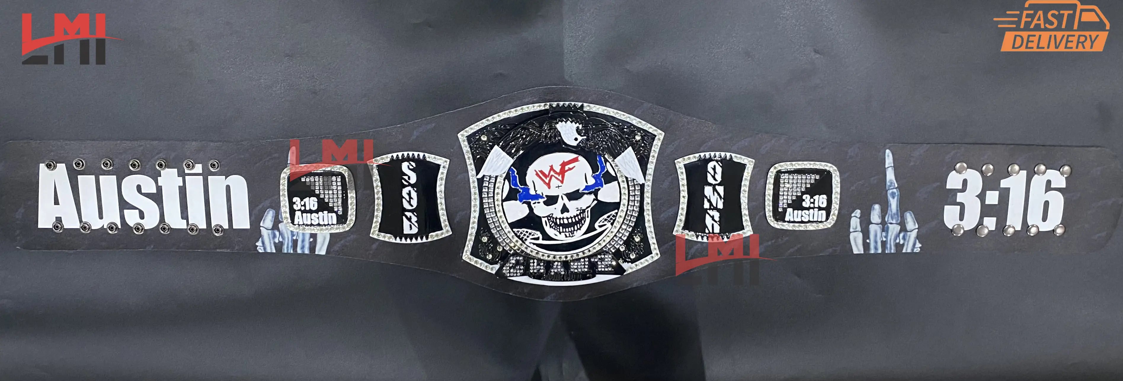 Custom Smoking Skull Spinner Replica Championship Belt Wrestling 2mm Brass - LMI Championship Belts